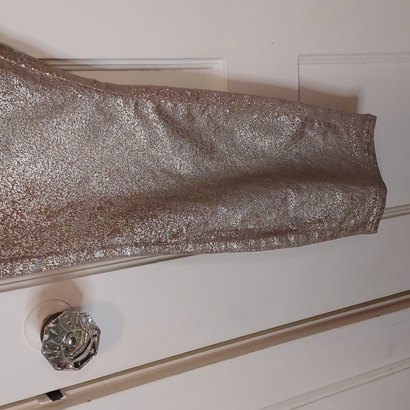 7 For All Mankind Ankle Skinny Velvet Jeans Metallic Gold - Picture 7 of 12